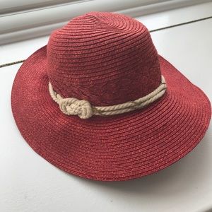 Anthro Red Straw Hat